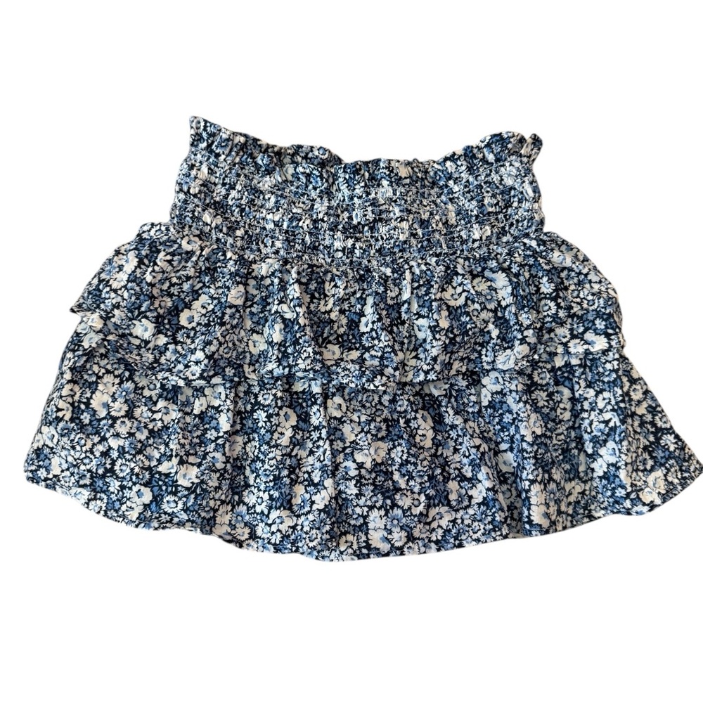 GAP Kids Girl's Size Small Skort Blue White Floral Layered Elastic Waist Boho